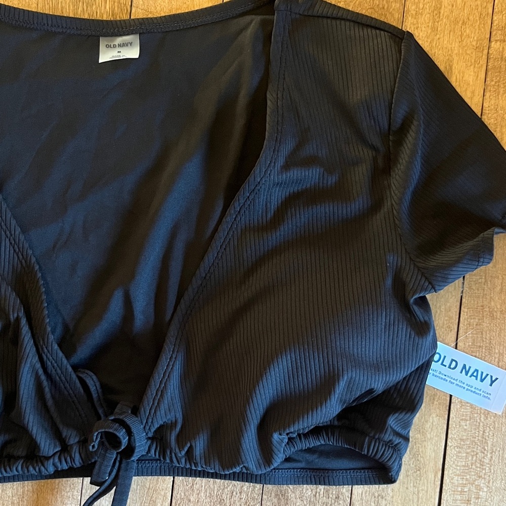Rib-Knit Tie Front Bikini Swim Top Old Navy
